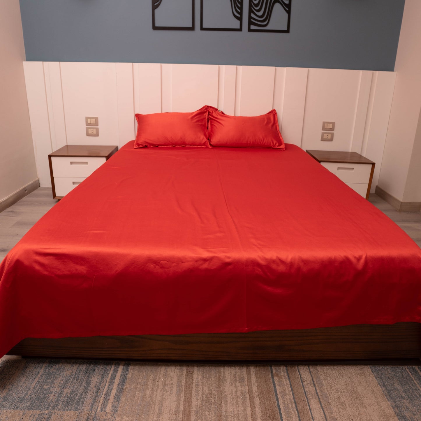 RUBY RED SATIN BEDSHEET