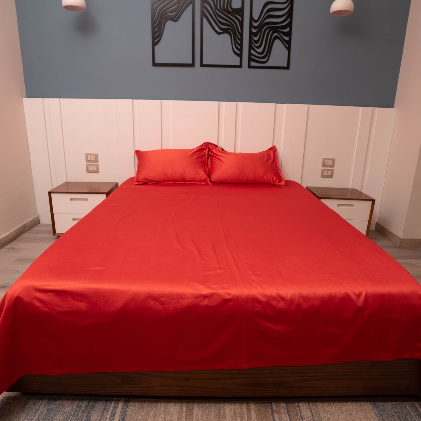 RUBY RED SATIN BEDSHEET