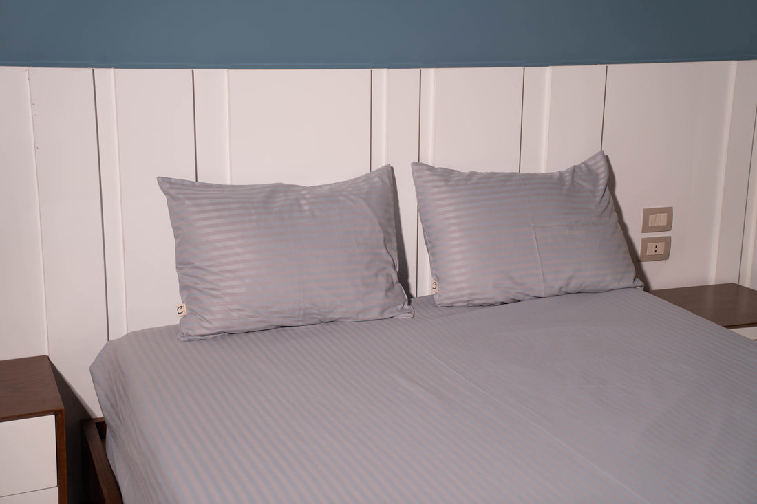 Satin / Cotton Striped Bedsheet Set