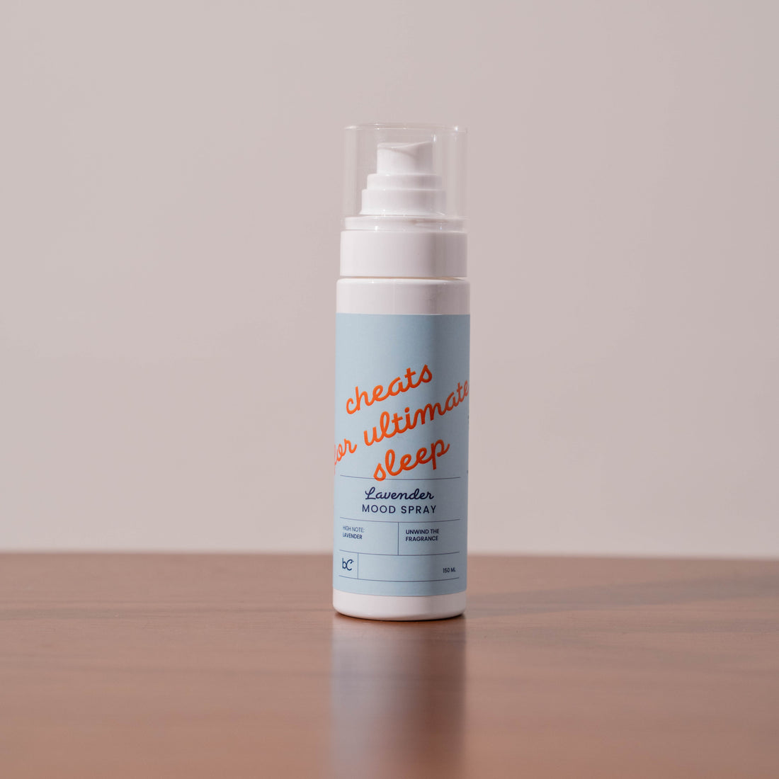 Mood spray styled with bedsheets on bedside