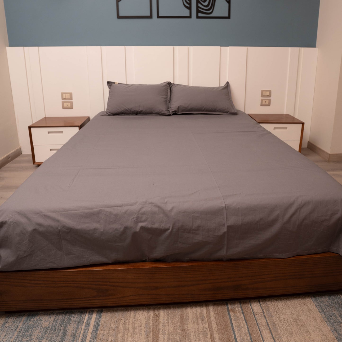 LIGHT GREY PERCALE PREMIUM COTTON BED SHEET