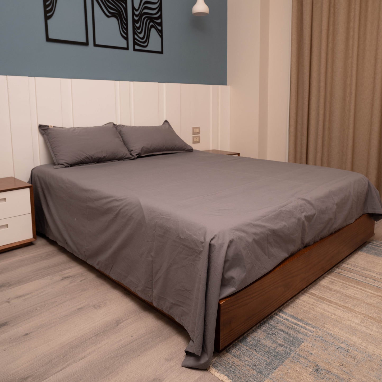 LIGHT GREY PERCALE PREMIUM COTTON BED SHEET