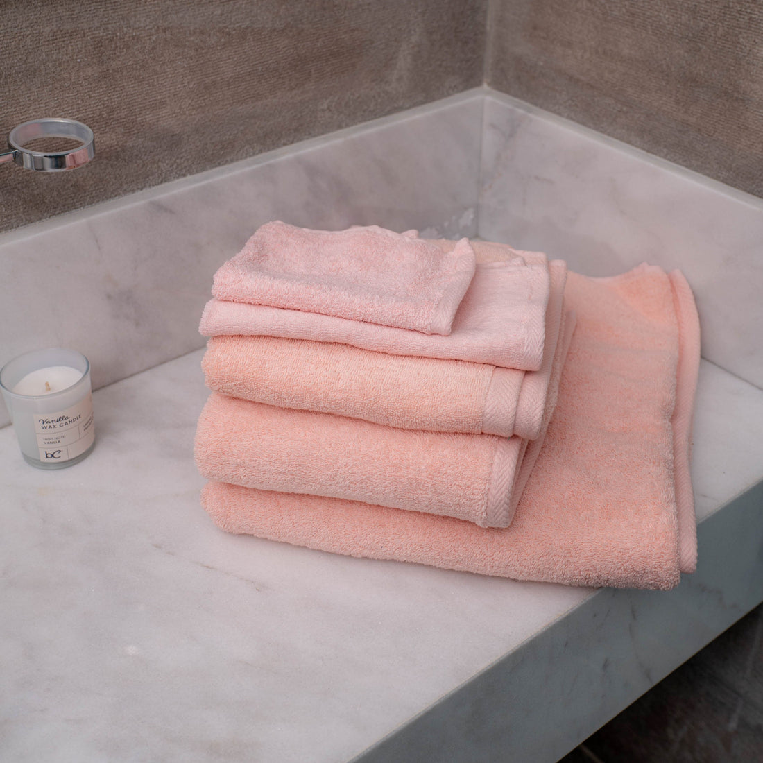 Rose cotton bath towel and hand towel set