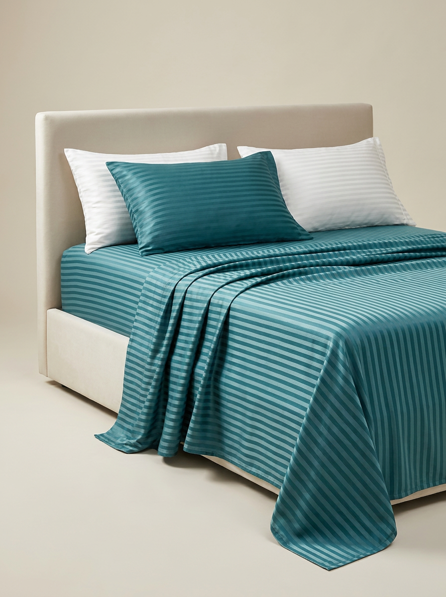 STRIPE-COLOR Emerald Green 2 | Emerald striped satin side