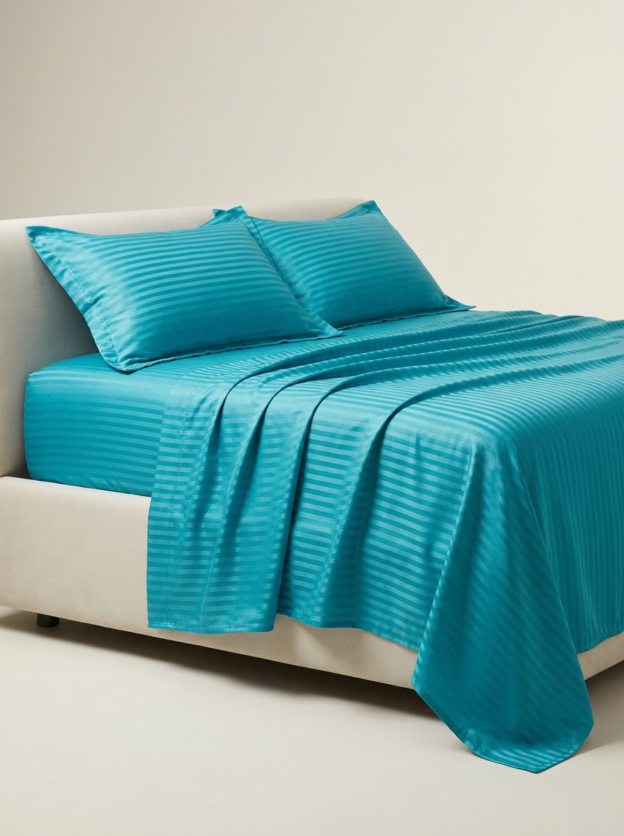 STRIPE-COLOR Blue 2 | Blue striped satin side