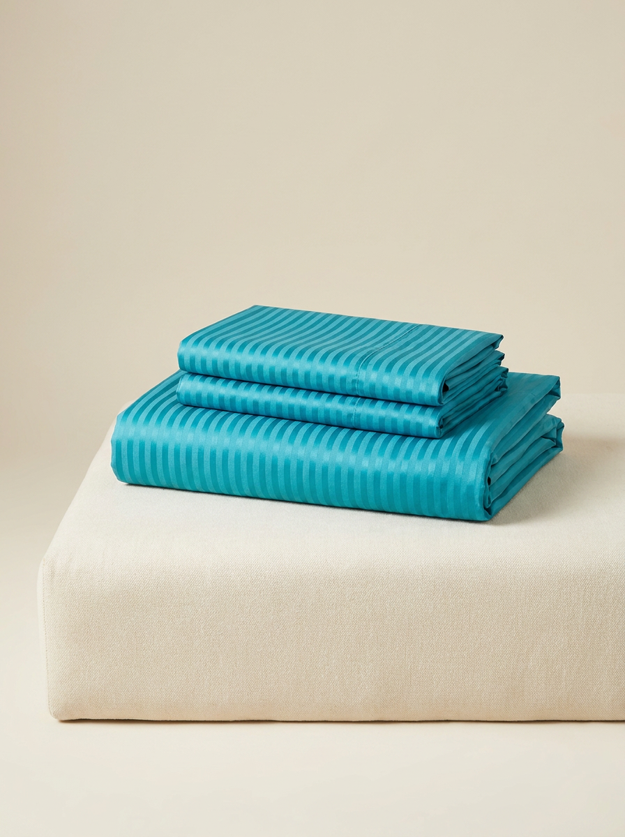 STRIPE-COLOR Blue 3 | Blue striped satin folded