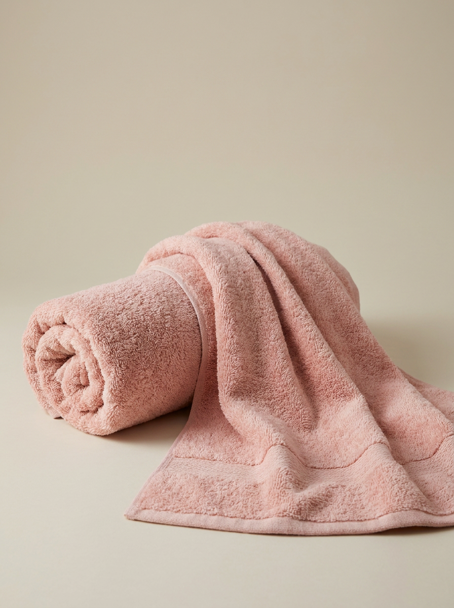 Rose cotton towel rolled