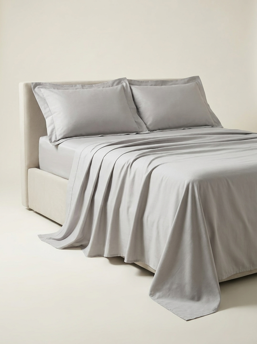 Light gray percale set side