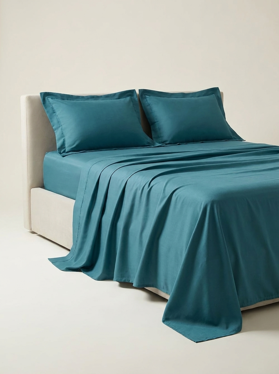 Teal microfiber sheet set side