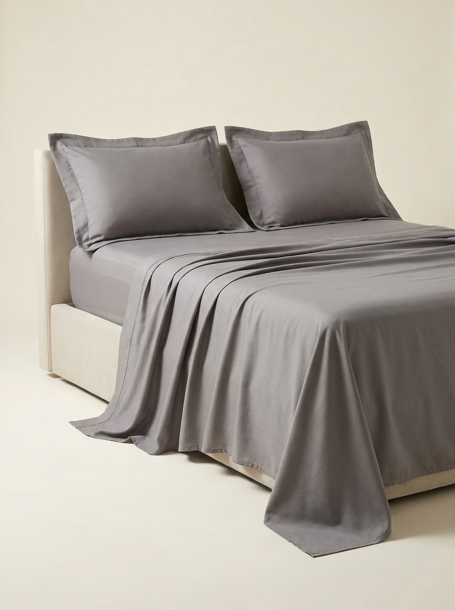 Gray microfiber sheet set side