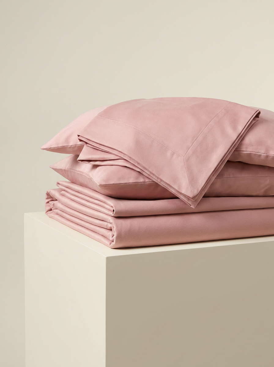 Rose microfiber sheet set folded