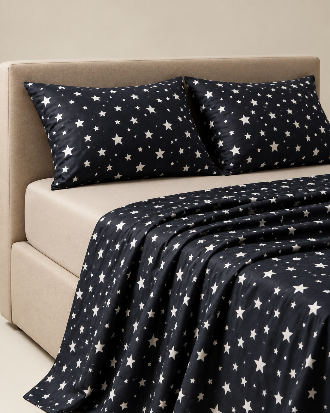 Midnight Stars Cotton Bedsheet Set — Dream Under the Stars
