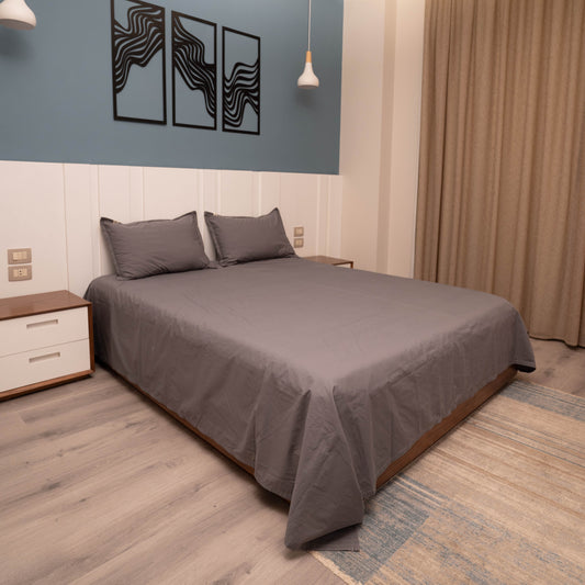 LIGHT GREY PERCALE PREMIUM COTTON BED SHEET