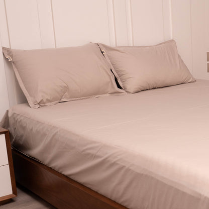 Beige Percale Premium Cotton Bedsheet | 5-Star