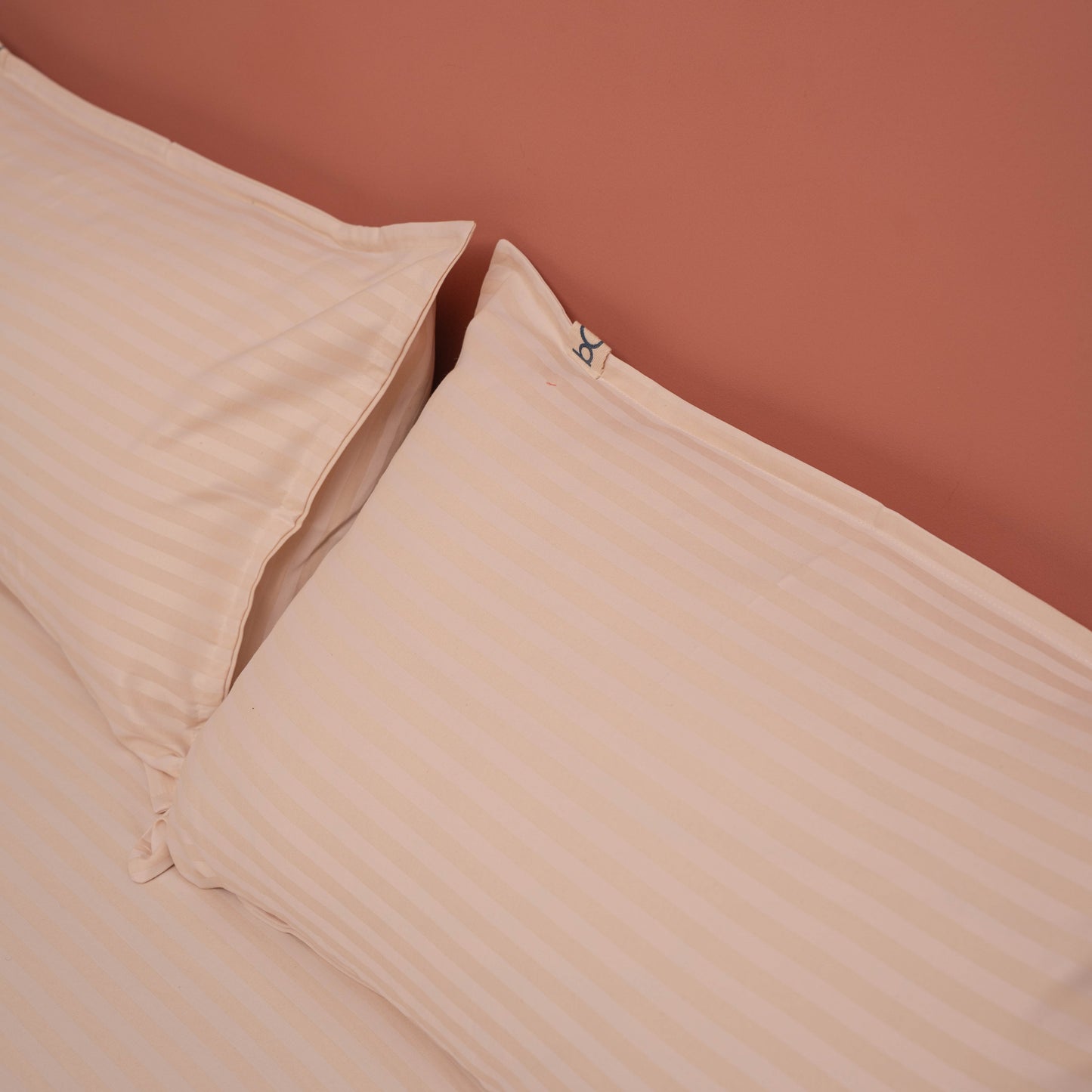 BEIGE SATIN/COTTON STRIPED BEDSHEET