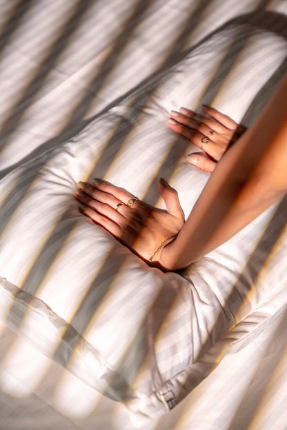 White Satin Striped Bedsheet | Poly-Cotton