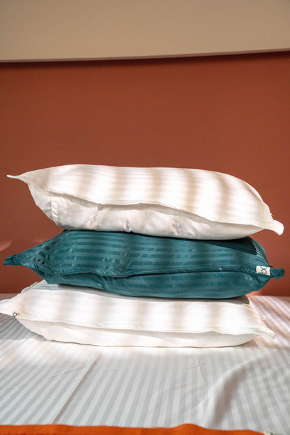 Emerald Green and WhiteSatin Striped Bedsheet | Poly-Cotton