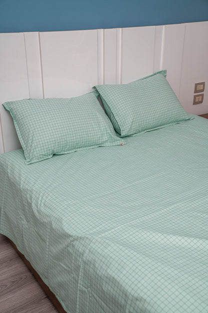 MINT GRID COTTON BEDSHEET