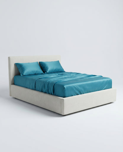 SATIN-COLOR Azure Blue | Azure Blue satin bedsheet set studio