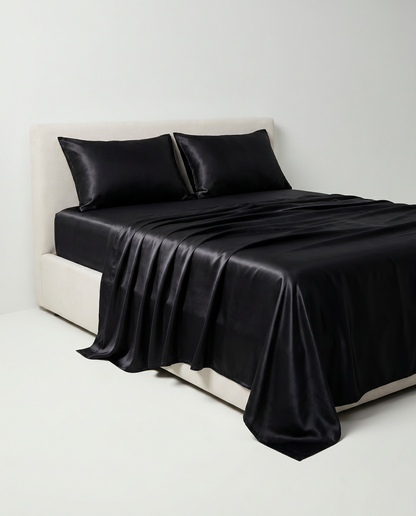 SATIN-COLOR Black 2 | Black satin side drape