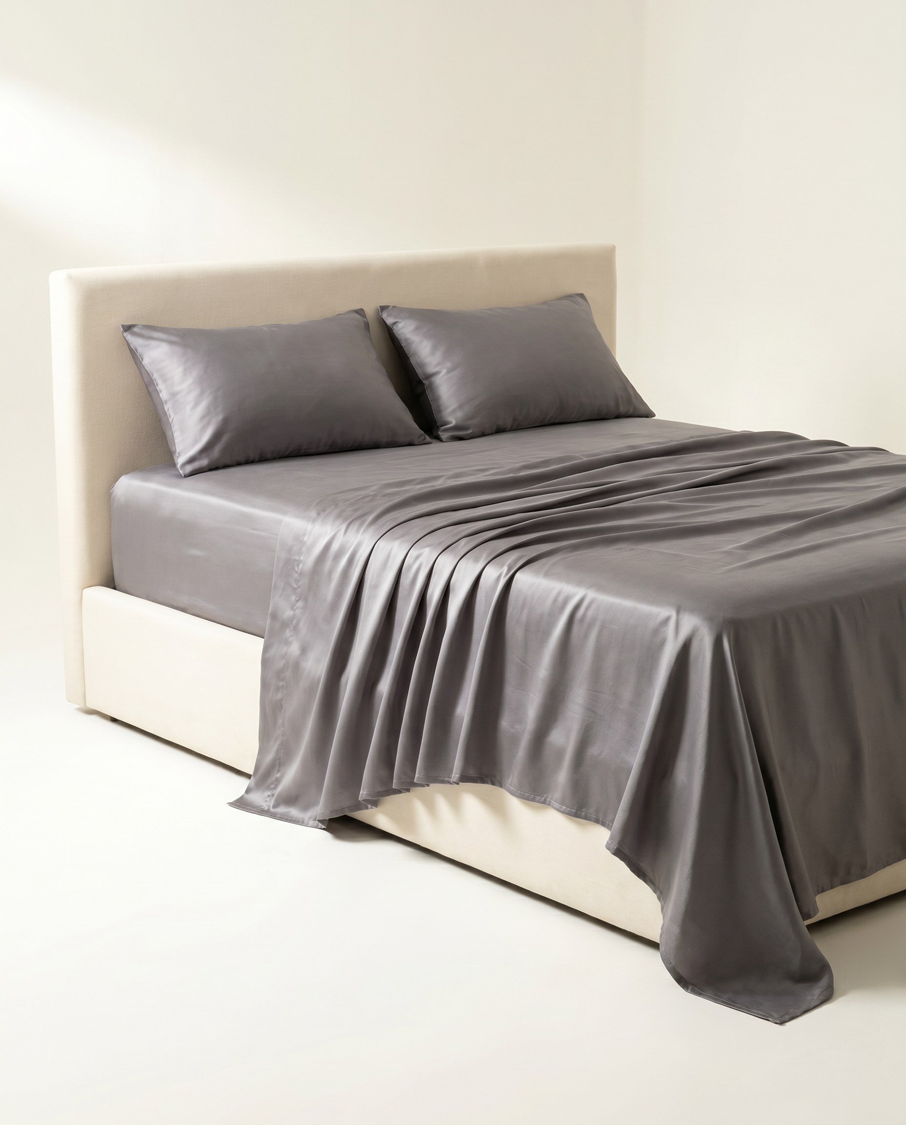SATIN-COLOR Gray 2 | Gray satin side drape