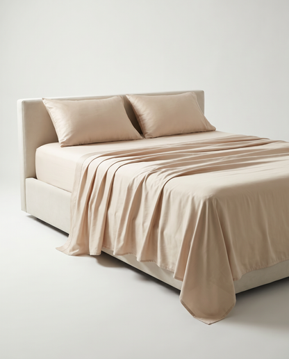 SATIN-COLOR Beige 2 | Beige satin side drape