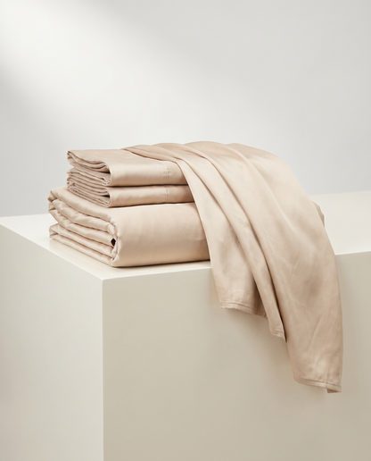SATIN-COLOR Beige 3 | Beige satin folded set