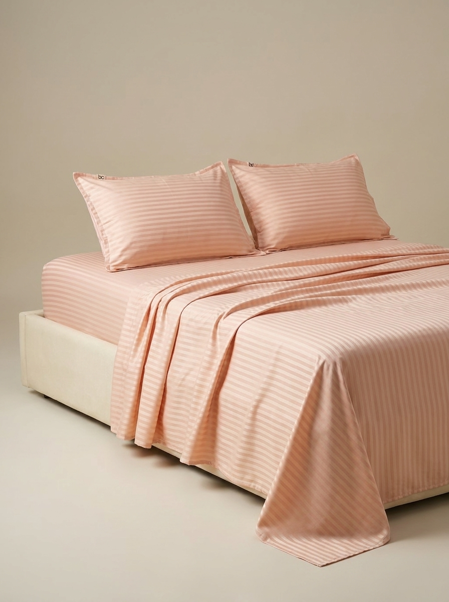 STRIPE-COLOR Beige 2 | Beige striped satin side