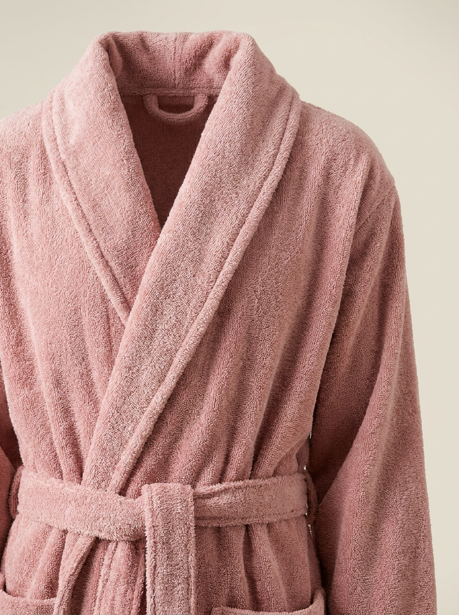 Rose cotton bathrobe fabric close-up