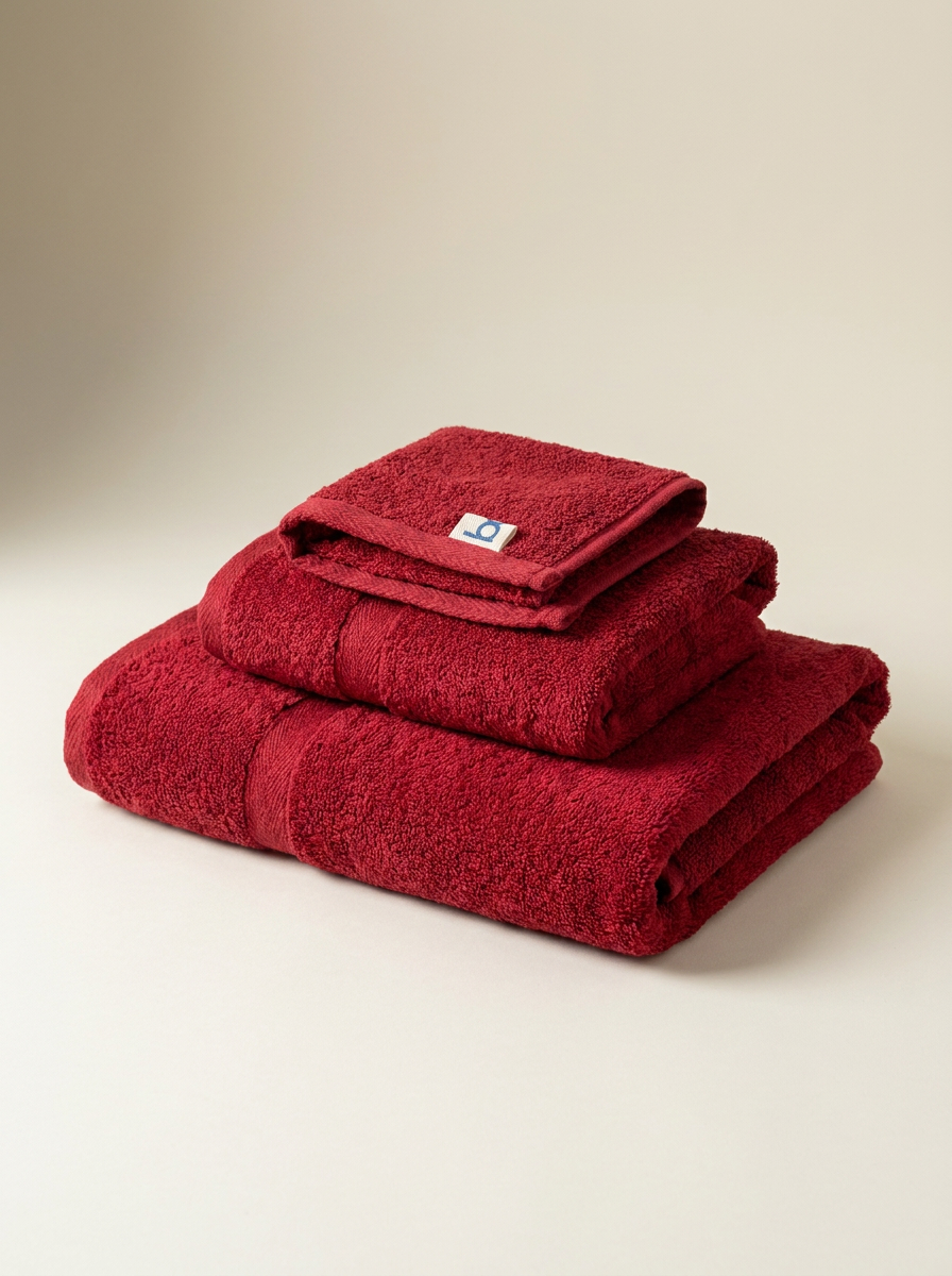 TOWEL-COLOR Red | Red cotton towel stack studio