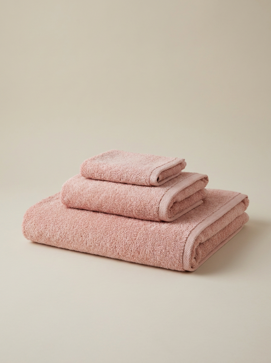 TOWEL-COLOR Rose | Rose cotton towel stack studio