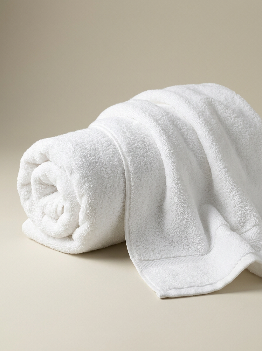 White cotton towel rolled