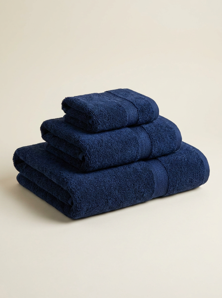 TOWEL-COLOR Navy | Navy cotton towel stack studio