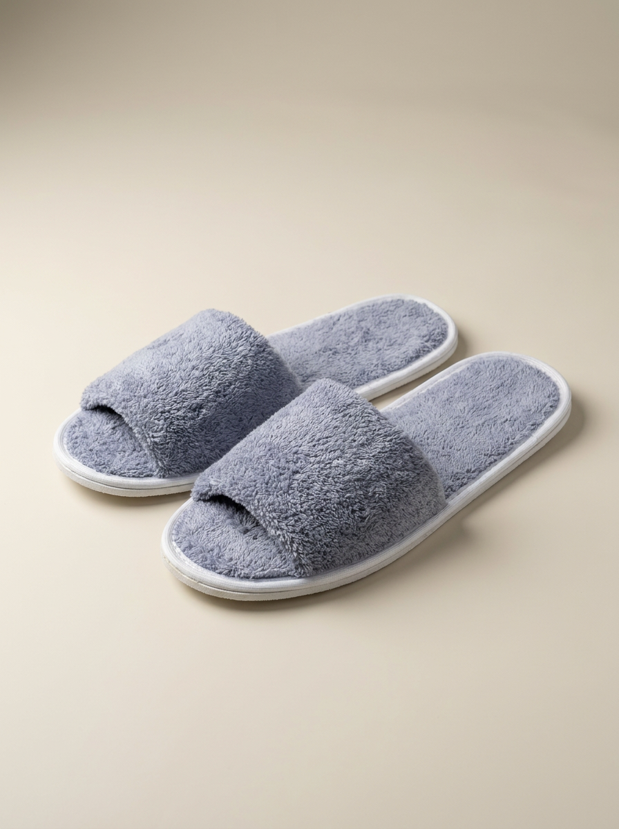 Grey cotton slippers studio pair