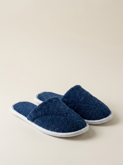 Navy cotton slippers studio pair