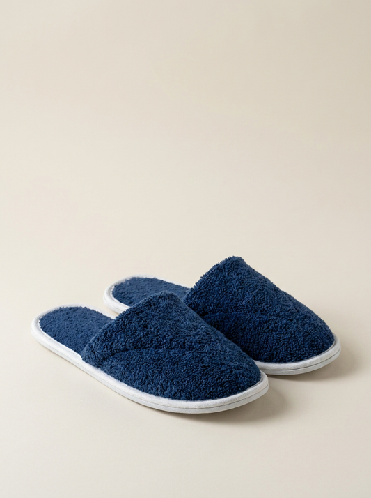 Navy cotton slippers studio pair