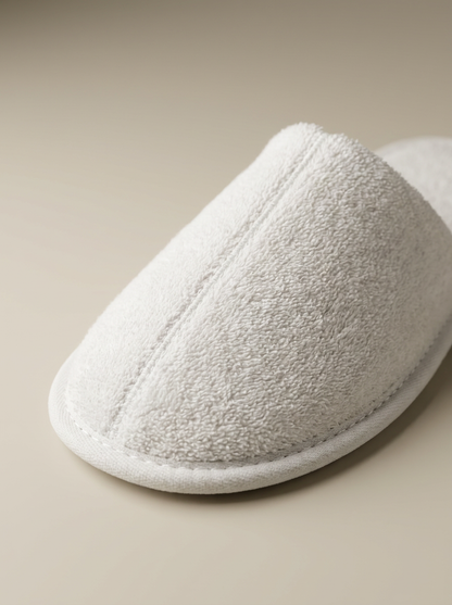 White cotton slipper texture close-up