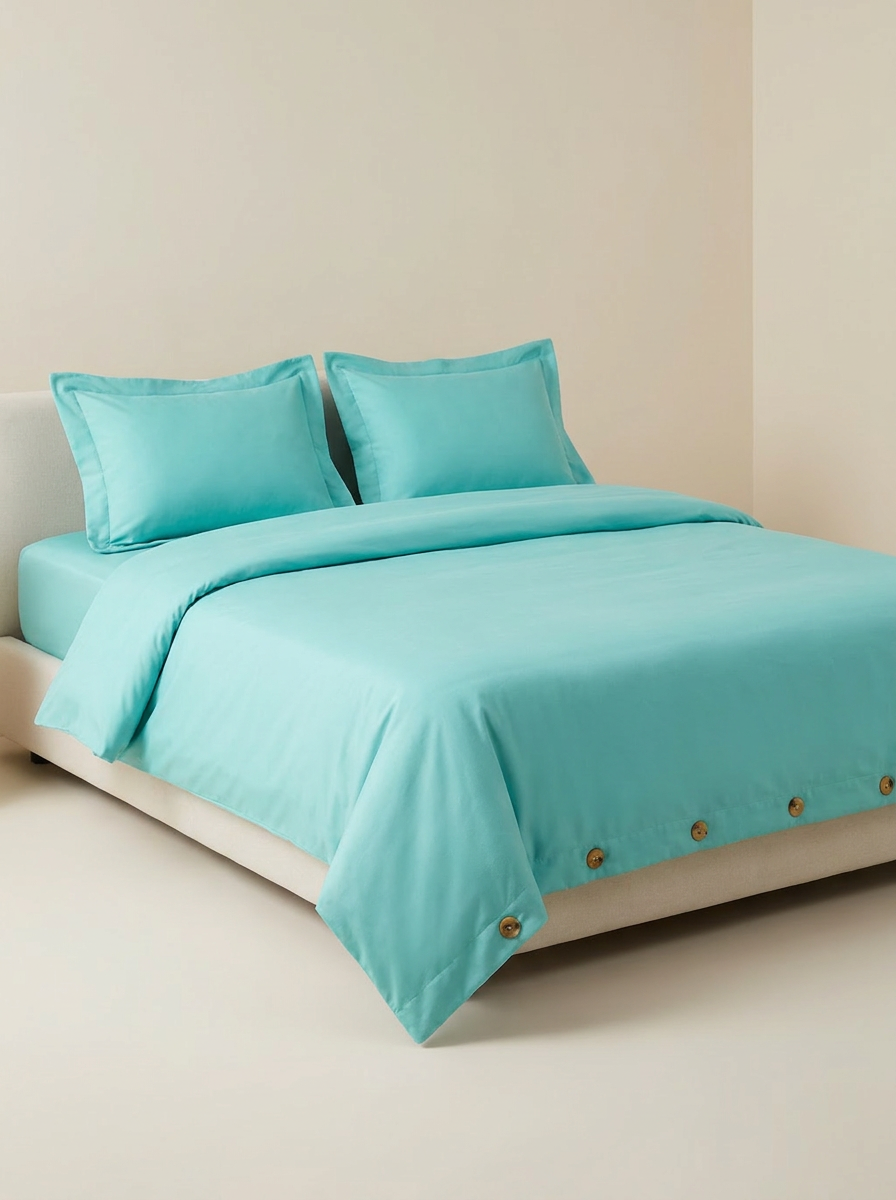 DUVET-COLOR Aqua | Aqua microfiber duvet cover set studio