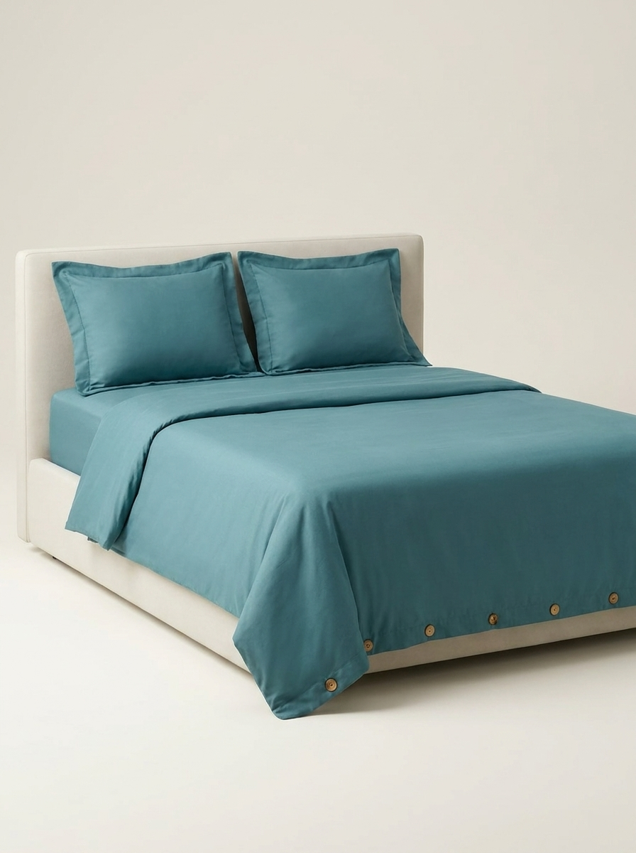 DUVET-COLOR Teal | Teal microfiber duvet cover set studio