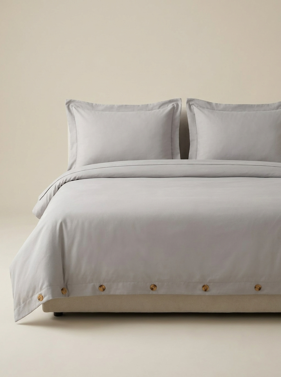 DUVET-COLOR Light Gray | Light gray microfiber duvet cover set studio