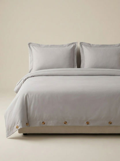 DUVET-COLOR Light Gray | Light gray microfiber duvet cover set studio