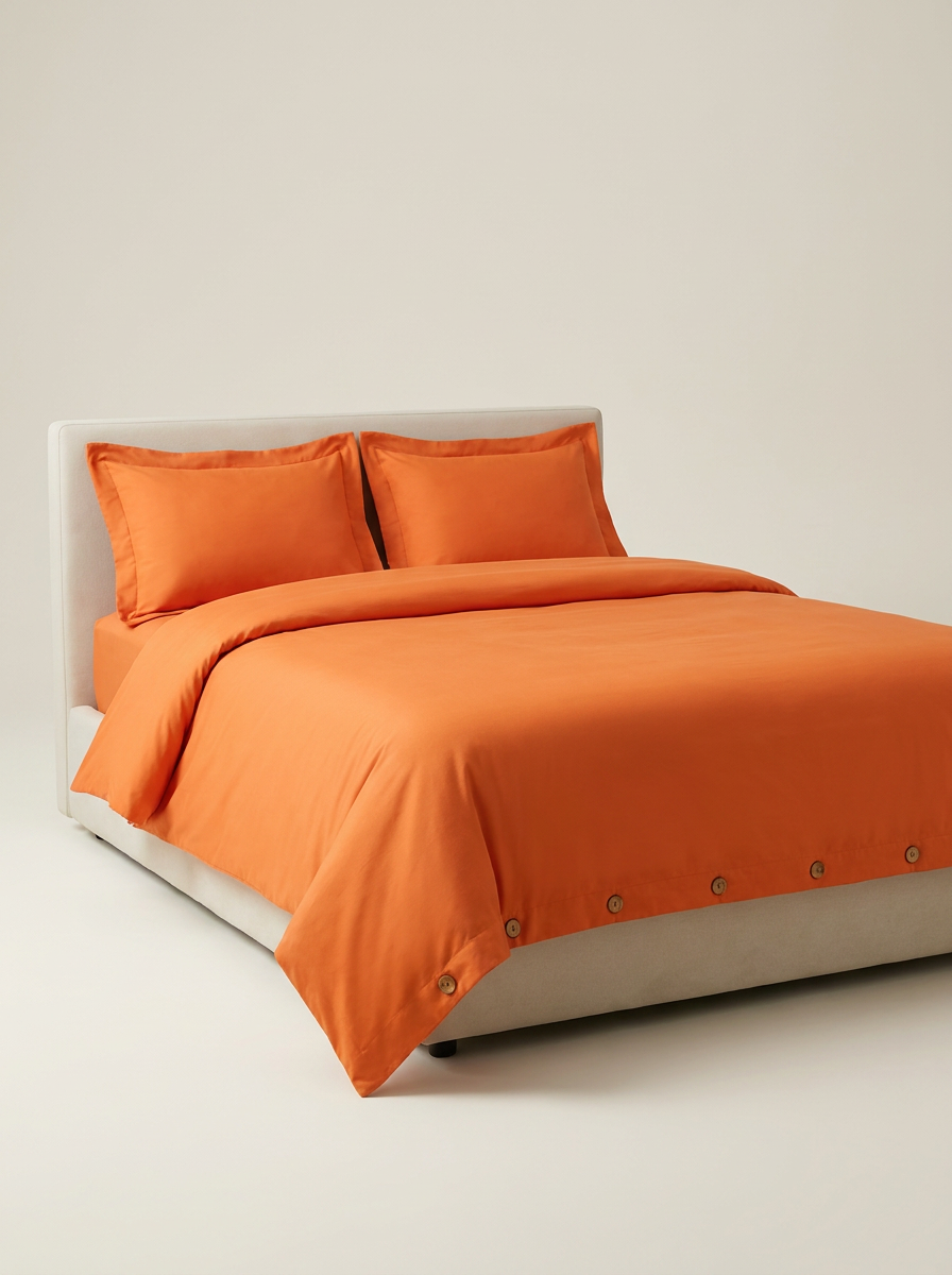 DUVET-COLOR Orange | Orange microfiber duvet cover set studio