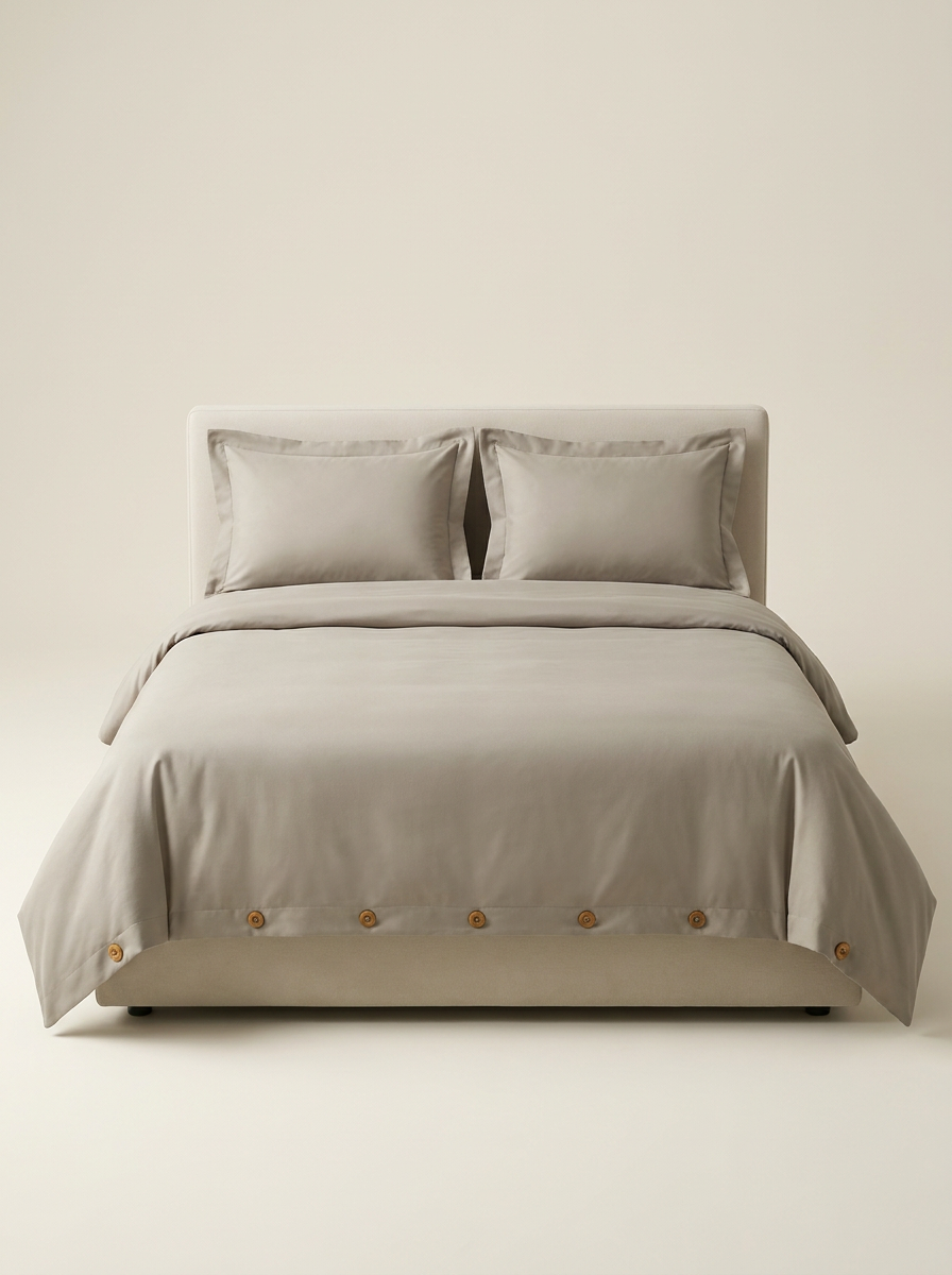 DUVET-COLOR Greige | Greige microfiber duvet cover set studio