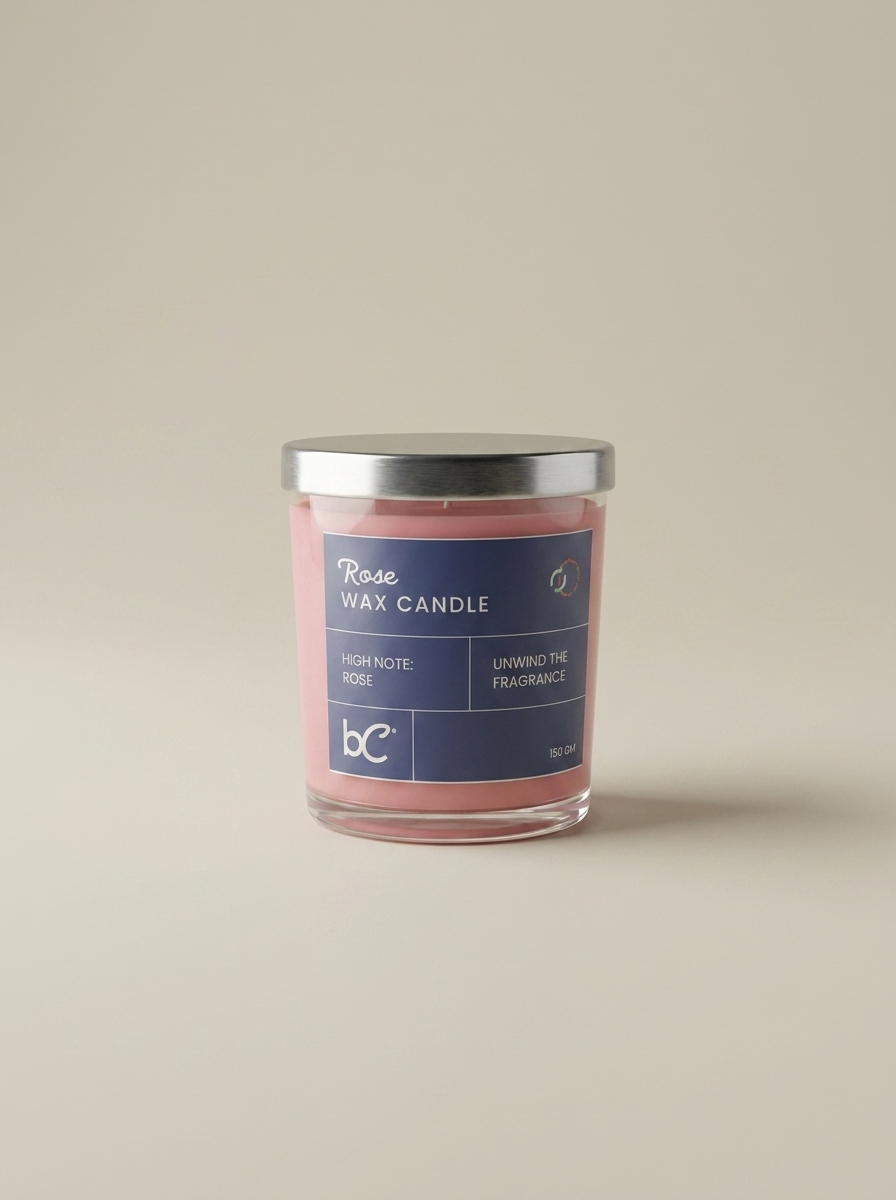 Rose scented candle pack shot