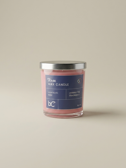 Rose scented candle pack shot