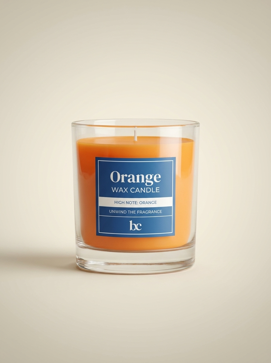 Orange scented candle pack shot