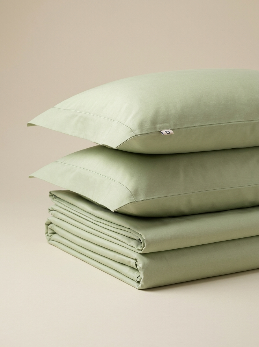 Pistachio percale set folded
