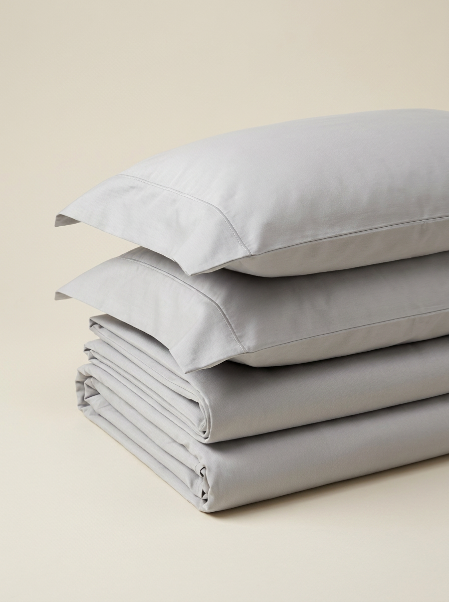 Light gray percale set folded