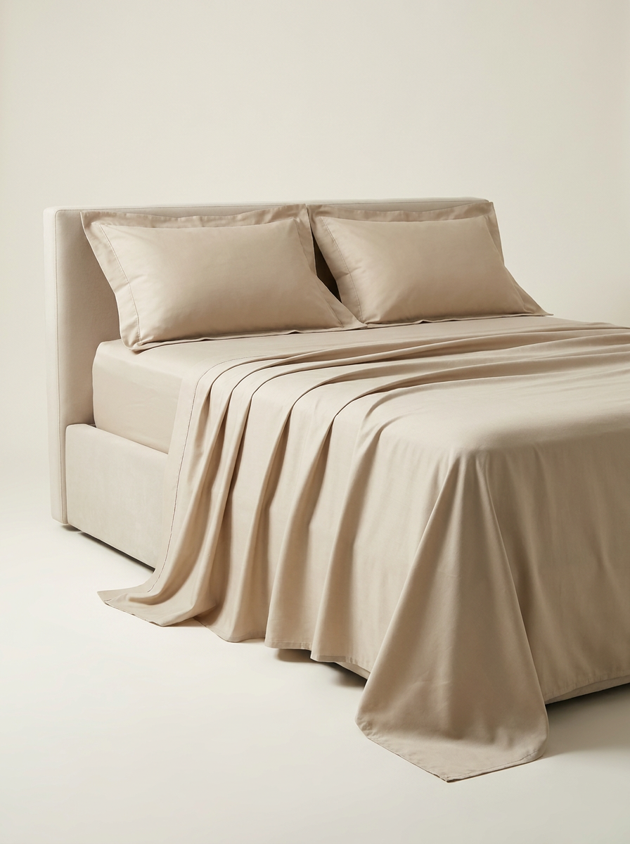 Beige percale set side