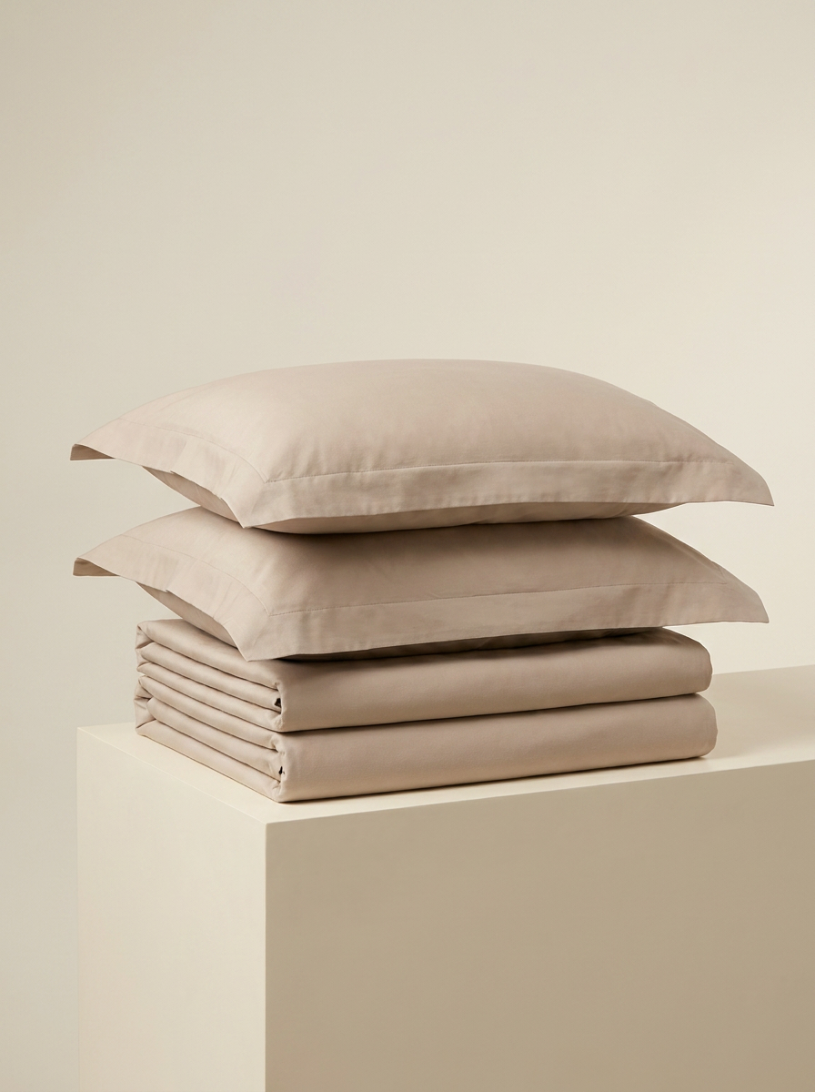 Beige percale set folded